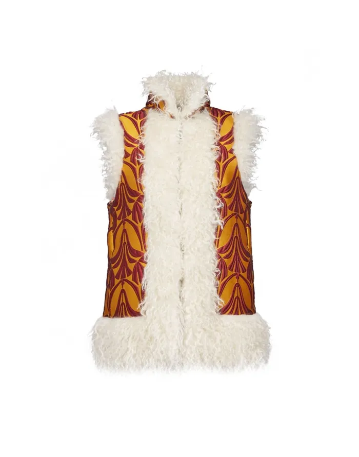 La Doublej Sleeveless Folk Jacket Papyrus Gold In Jacquard Women Outerwear