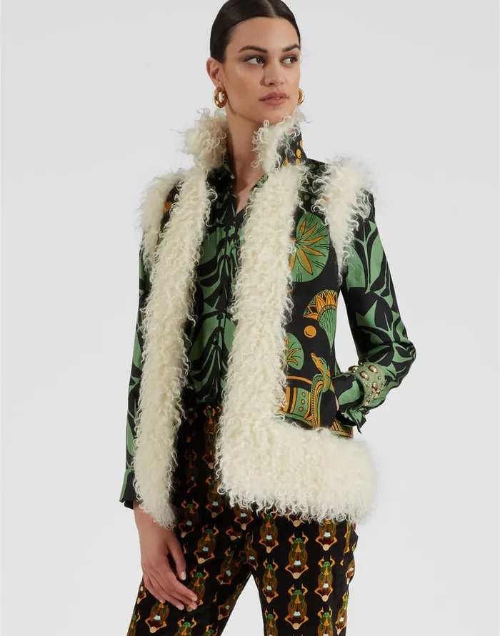 La Doublej Sleeveless Folk Jacket The Nile Place Black In Faille Women Outerwear La Doublej Sleeveless Folk Jacket The Nile Place Black In Faille Women Outerwear