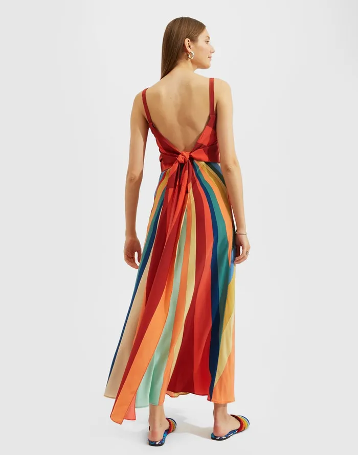 La Doublej SlipAround Dress Rainbow In Crepe De Chine Women Dresses