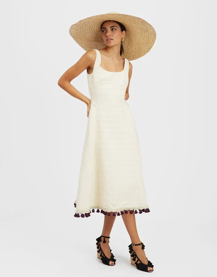 La Doublej Sophia Dress Embroidered Creamy In Jacquard Women Dresses