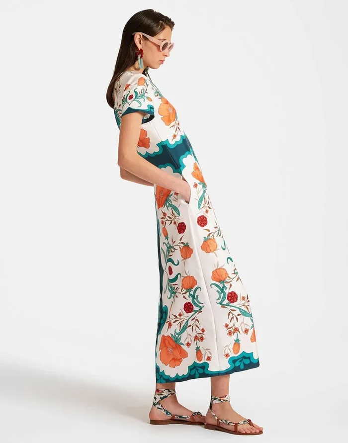 La Doublej Swing Dress Morpheus Place Orange In Silk Twill Women Dresses