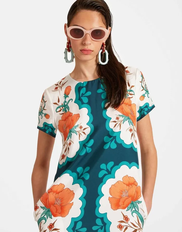 La Doublej Swing Dress Morpheus Place Orange In Silk Twill Women Dresses