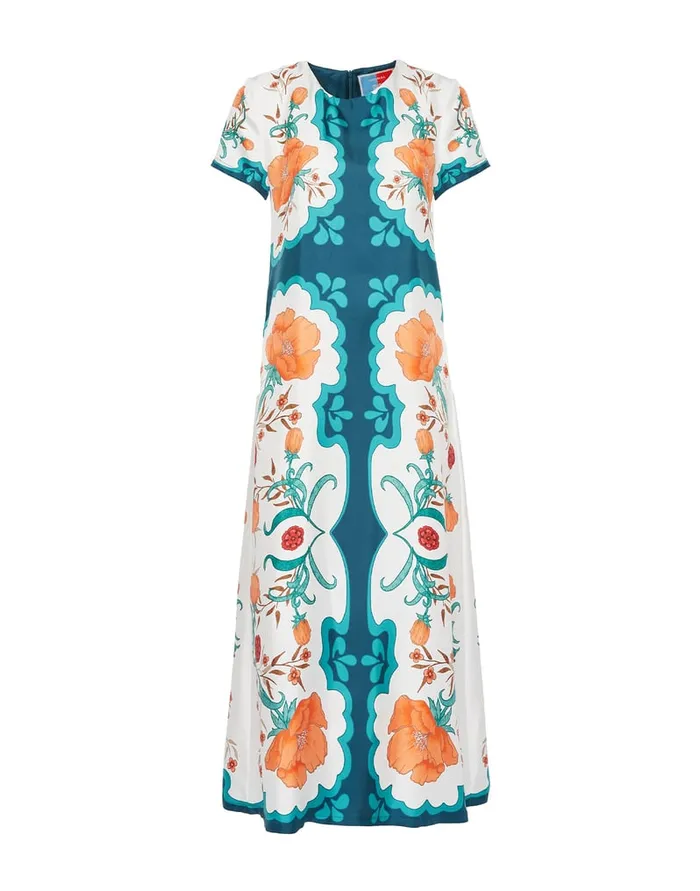 La Doublej Swing Dress Morpheus Place Orange In Silk Twill Women Dresses