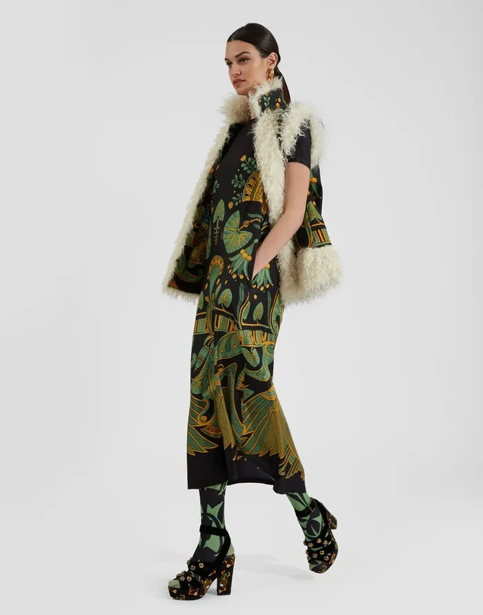 La Doublej Swing Dress The Nile Place Black In Silk Twill Women Dresses