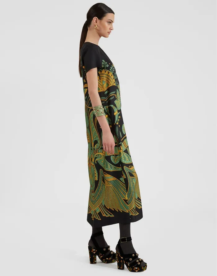 La Doublej Swing Dress The Nile Place Black In Silk Twill Women Dresses