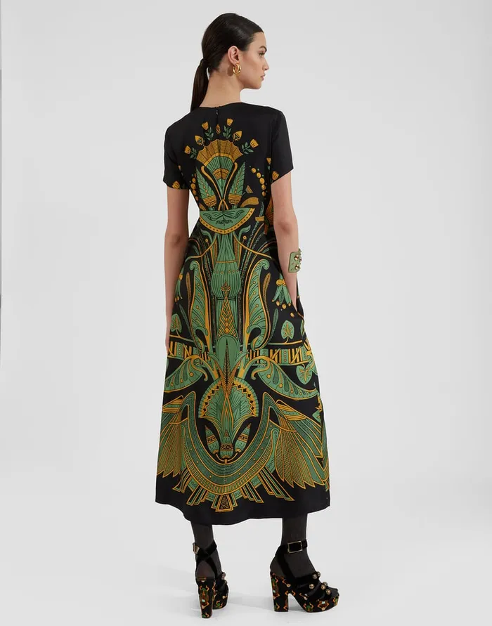 La Doublej Swing Dress The Nile Place Black In Silk Twill Women Dresses