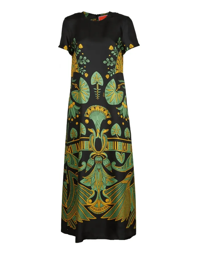 La Doublej Swing Dress The Nile Place Black In Silk Twill Women Dresses