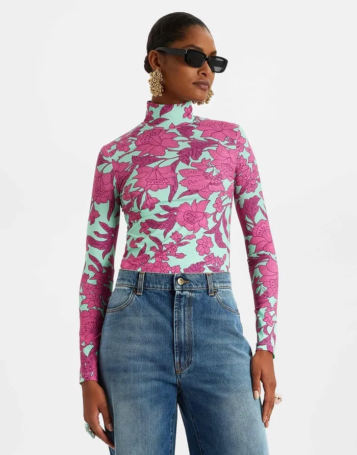 La Doublej Turtleneck Lilium Purple In Skinny Jersey Women Loungewear