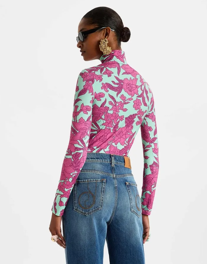 La Doublej Turtleneck Lilium Purple In Skinny Jersey Women Loungewear