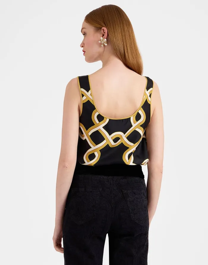 La Doublej Twirl Top Tackle Black In Silk Twill Women Shirts and Tops