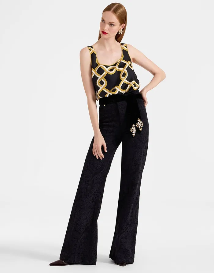 La Doublej Twirl Top Tackle Black In Silk Twill Women Shirts and Tops