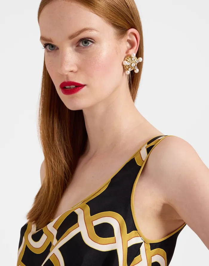 La Doublej Twirl Top Tackle Black In Silk Twill Women Shirts and Tops