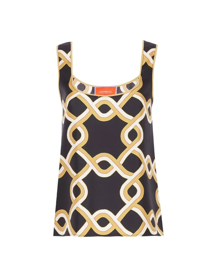 La Doublej Twirl Top Tackle Black In Silk Twill Women Shirts and Tops
