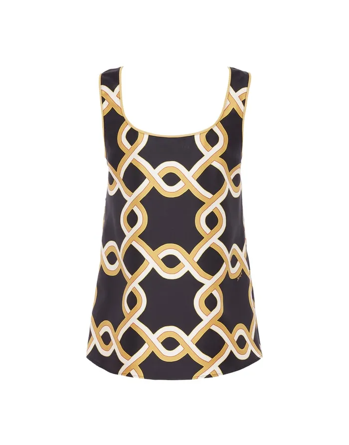 La Doublej Twirl Top Tackle Black In Silk Twill Women Shirts and Tops