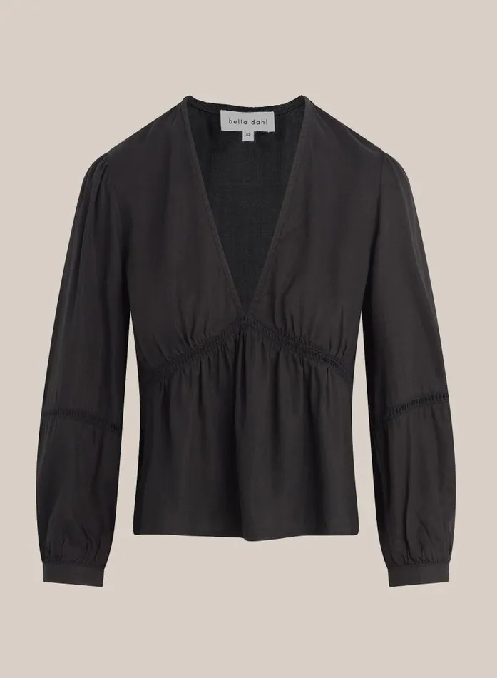 Ladder Trim Peplum Top 8211 Black Women Bella Dahl Long Sleeve