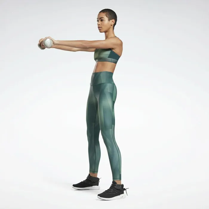 Leggings and Tights Womens Reebok Lux Bold HighRise Vector Block Tights Forest Green