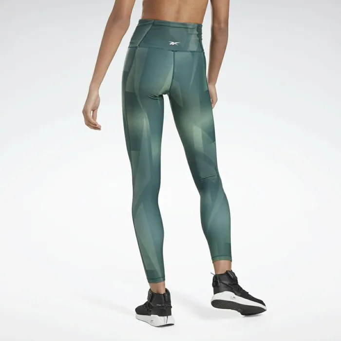 Leggings and Tights Womens Reebok Lux Bold HighRise Vector Block Tights Forest Green