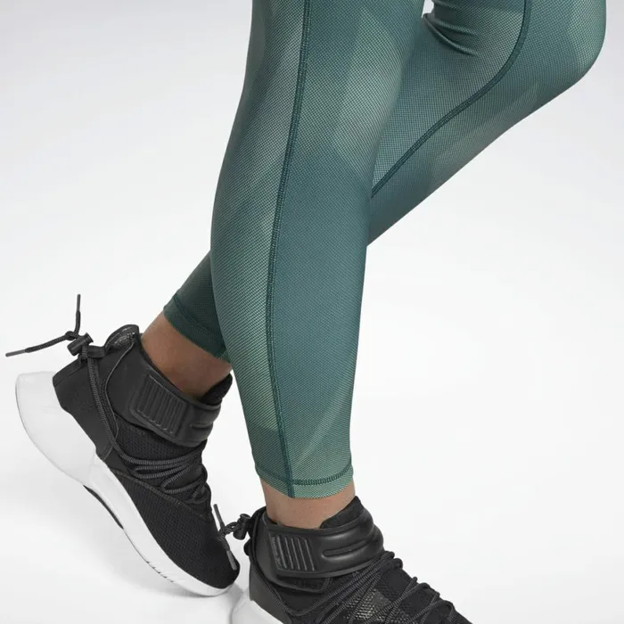 Leggings and Tights Womens Reebok Lux Bold HighRise Vector Block Tights Forest Green