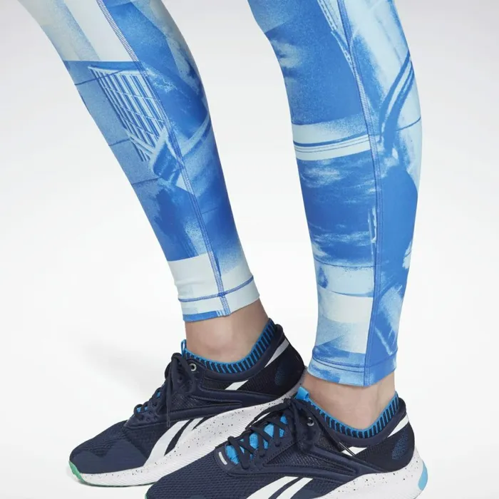 Leggings and Tights Womens Reebok Lux Bold Printed Leggings Chalk Blue