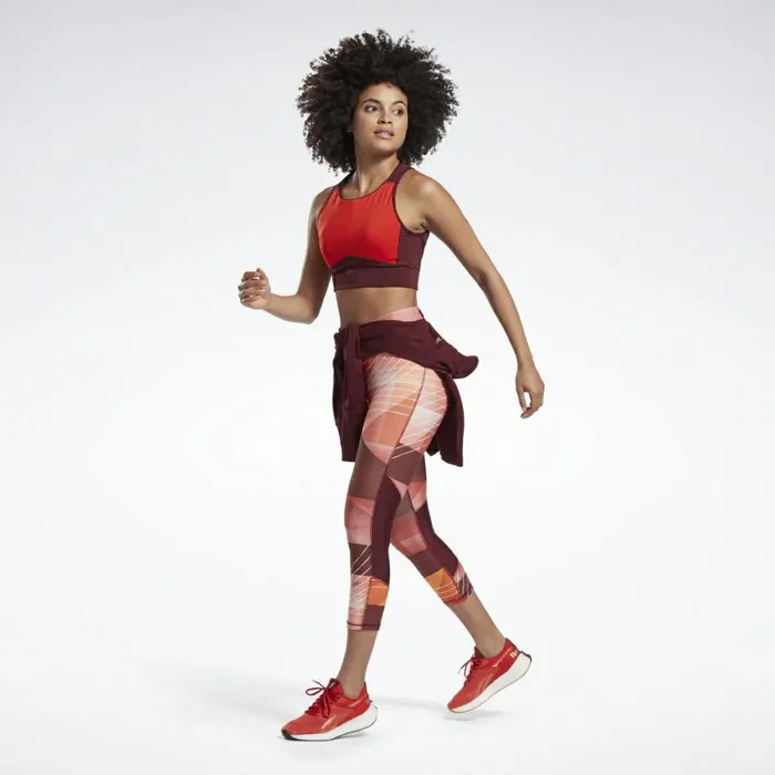 Leggings and Tights Womens Reebok Run Lux Bold 34 Length Leggings Instinct Red