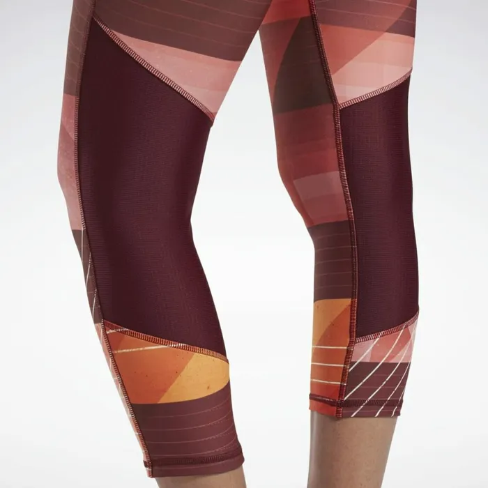Leggings and Tights Womens Reebok Run Lux Bold 34 Length Leggings Instinct Red