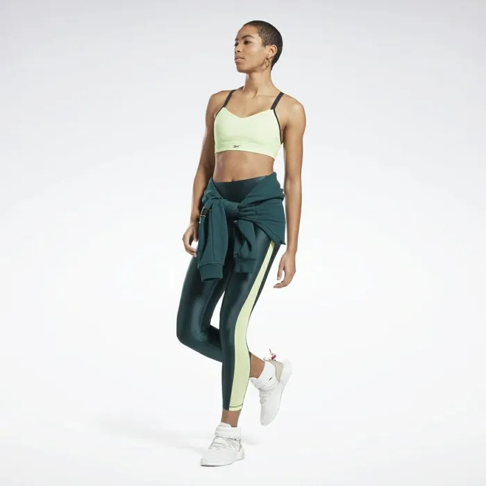 Leggings and Tights Womens Reebok Shiny HighRise Leggings Forest Green