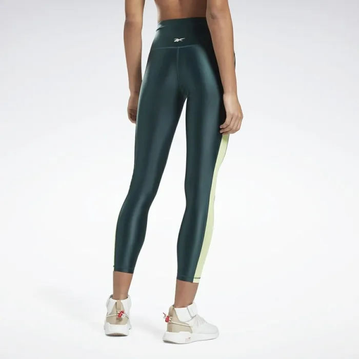 Leggings and Tights Womens Reebok Shiny HighRise Leggings Forest Green