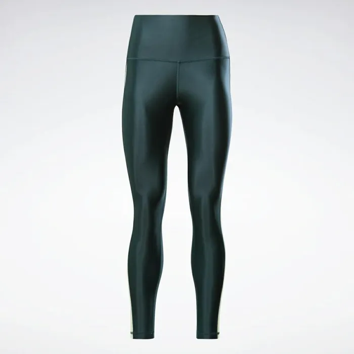 Leggings and Tights Womens Reebok Shiny HighRise Leggings Forest Green