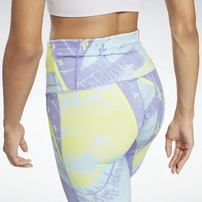 Leggings and Tights Womens Reebok Workout Ready Printed Leggings Hyper Purple
