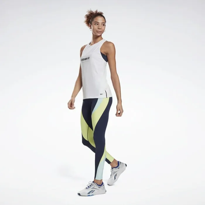 Les Mills Womens Reebok Les Mills HighRise Colorblock Lux Leggings Vector Navy