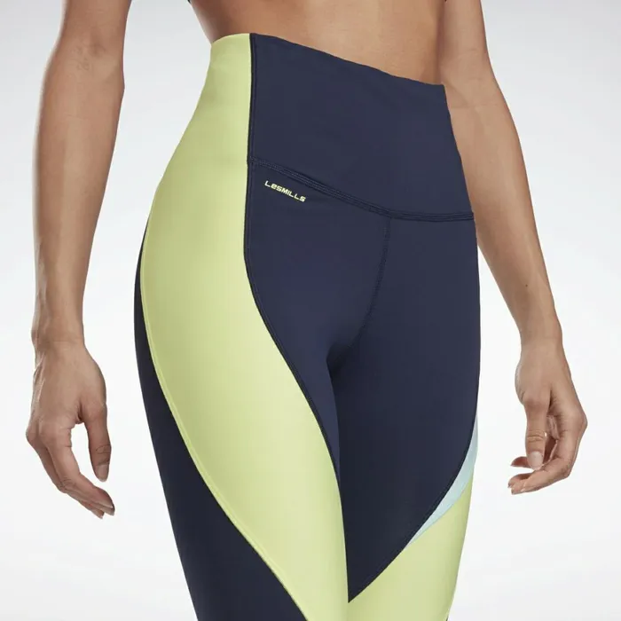 Les Mills Womens Reebok Les Mills HighRise Colorblock Lux Leggings Vector Navy