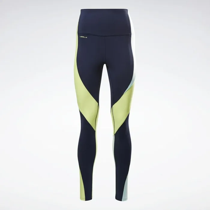 Les Mills Womens Reebok Les Mills HighRise Colorblock Lux Leggings Vector Navy