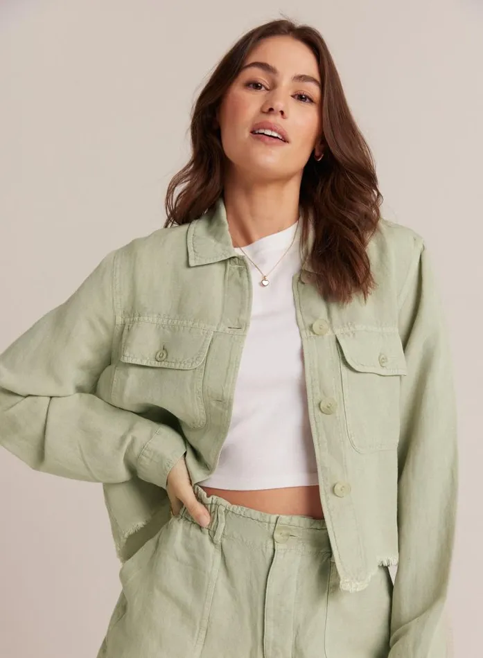 Lily Frayed Hem Jacket 8211 Muted Army Women Bella Dahl Sweaters and Jackets