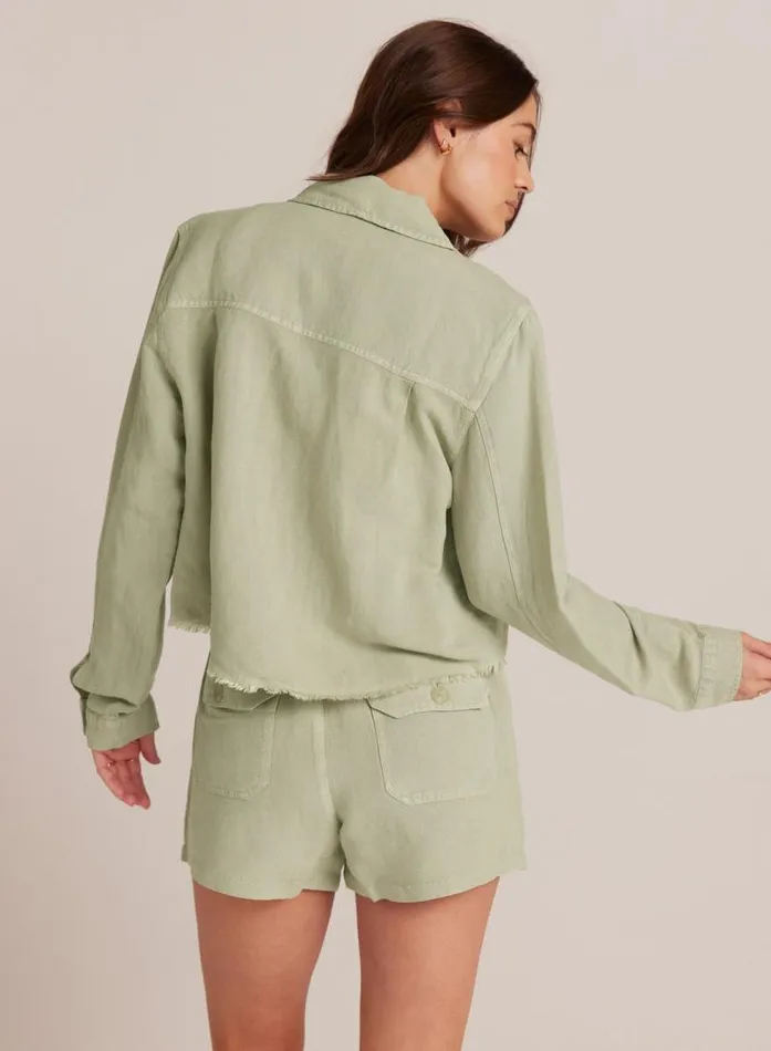 Lily Frayed Hem Jacket 8211 Muted Army Women Bella Dahl Sweaters and Jackets Lily Frayed Hem Jacket 8211 Muted Army Women Bella Dahl Sweaters and Jackets