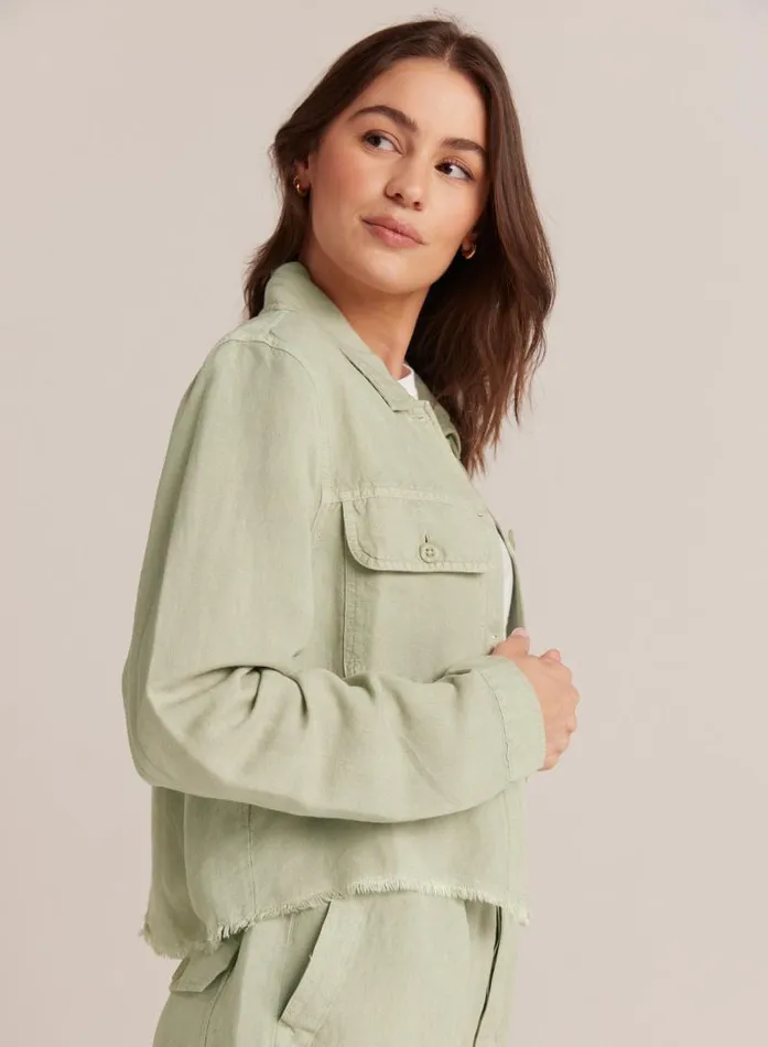 Lily Frayed Hem Jacket 8211 Muted Army Women Bella Dahl Sweaters and Jackets Lily Frayed Hem Jacket 8211 Muted Army Women Bella Dahl Sweaters and Jackets