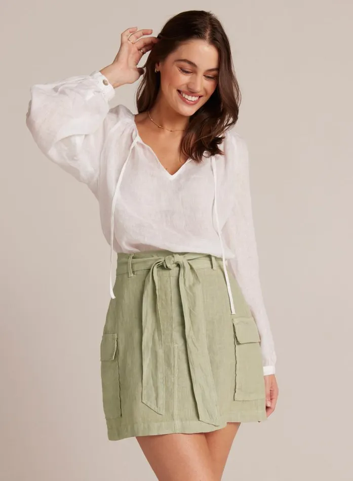 Linen Cargo Mini Skirt 8211 Pale Palm Women Bella Dahl Skirts
