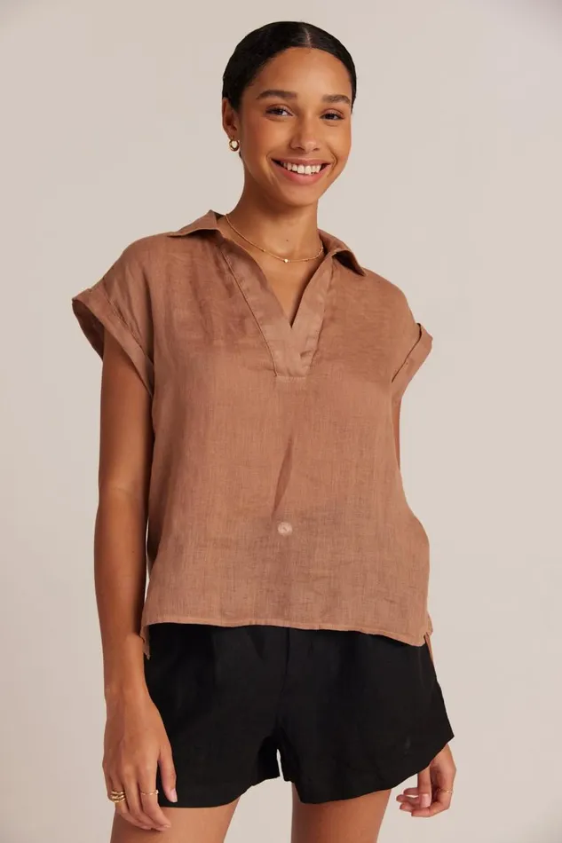 Linen Short Sleeve Pullover 8211 Desert Brown Women Bella Dahl Short Sleeve Linen Short Sleeve Pullover 8211 Desert Brown Women Bella Dahl Short Sleeve