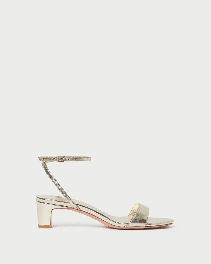 Loeffler Randall Alice Champagne Leather Sandal Women Heeled Sandals