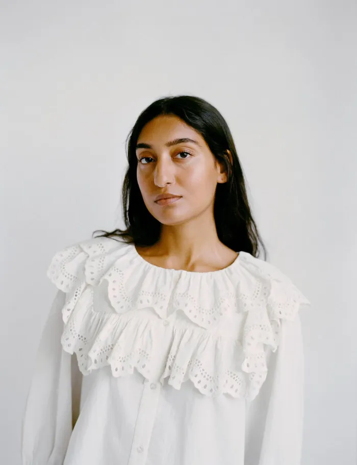 Loeffler Randall Alma Milk Broderie Collared Blouse Women Tops Loeffler Randall Alma Milk Broderie Collared Blouse Women Tops