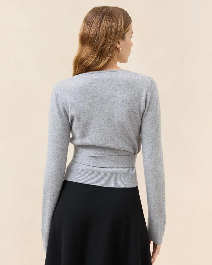 Loeffler Randall Bonnie Grey Cashmere Wrap Cardigan Women Knitwear Loeffler Randall Bonnie Grey Cashmere Wrap Cardigan Women Knitwear