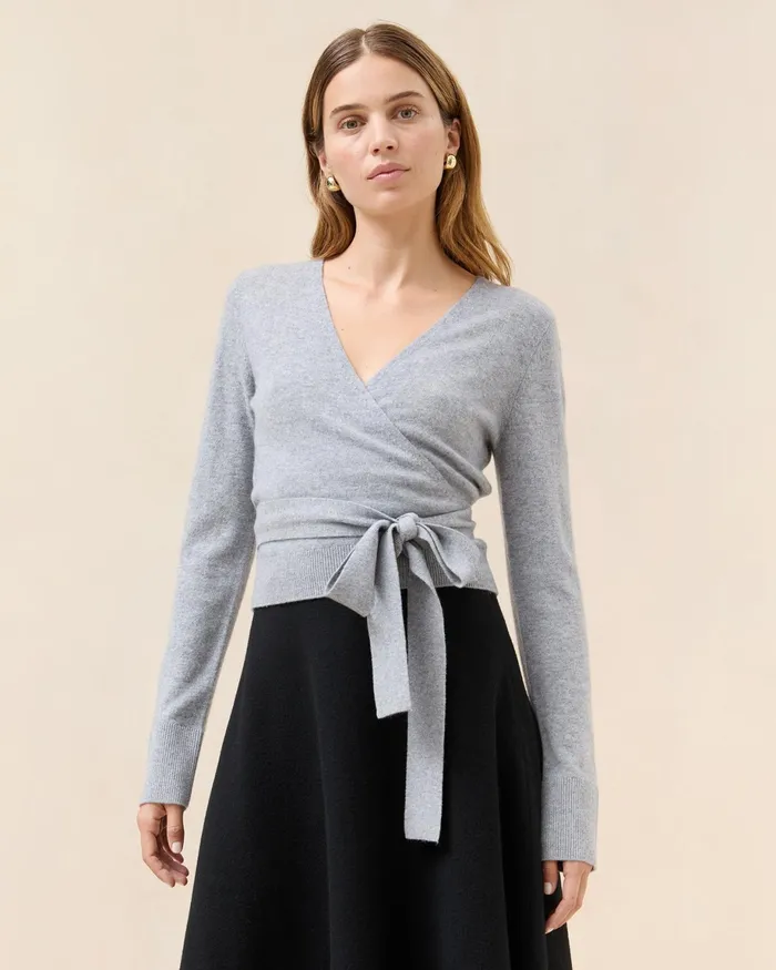 Loeffler Randall Bonnie Grey Cashmere Wrap Cardigan Women Knitwear Loeffler Randall Bonnie Grey Cashmere Wrap Cardigan Women Knitwear