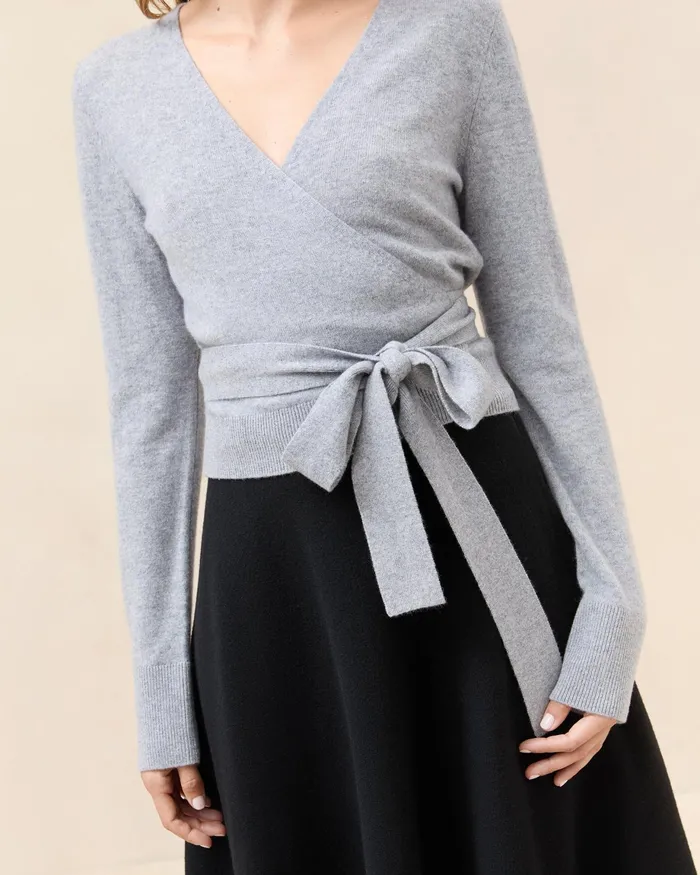 Loeffler Randall Bonnie Grey Cashmere Wrap Cardigan Women Knitwear Loeffler Randall Bonnie Grey Cashmere Wrap Cardigan Women Knitwear