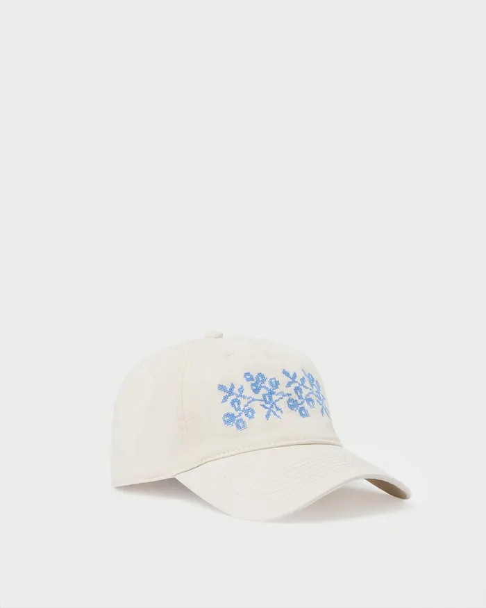 Loeffler Randall Cairo NaturalBlue Embroidered Cap L Hats L Accessories Women Accessories Loeffler Randall Cairo NaturalBlue Embroidered Cap L Hats L Accessories Women Accessories