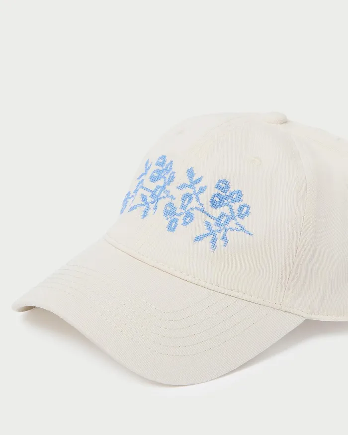 Loeffler Randall Cairo NaturalBlue Embroidered Cap L Hats L Accessories Women Accessories Loeffler Randall Cairo NaturalBlue Embroidered Cap L Hats L Accessories Women Accessories