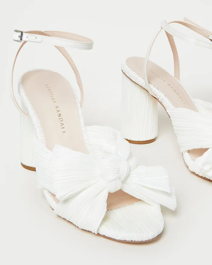 Loeffler Randall Camellia White Pleated Bow Heel L Heeled Sandals L Footwear Women Heeled Sandals Loeffler Randall Camellia White Pleated Bow Heel L Heeled Sandals L Footwear Women Heeled Sandals