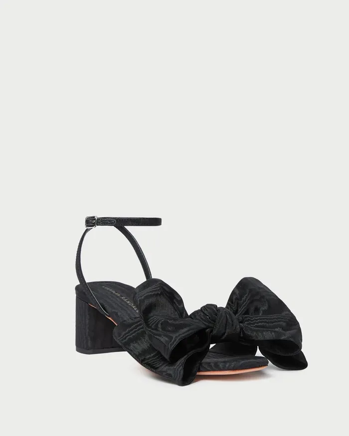 Loeffler Randall Carmen Black Moir Bow Sandal Women Heeled Sandals