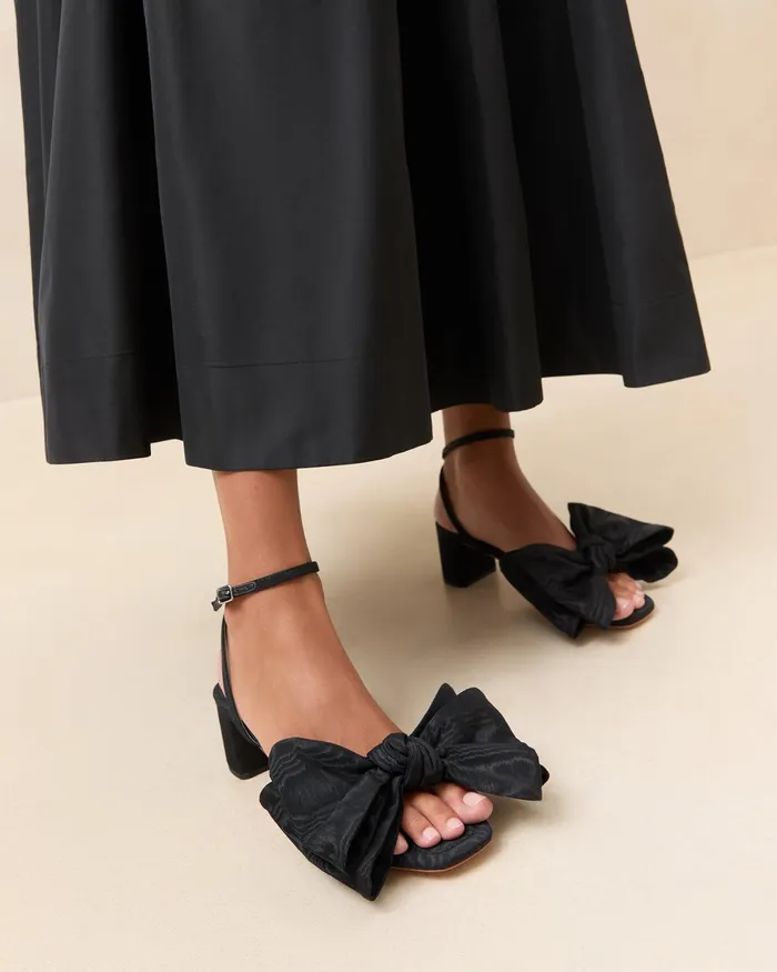 Loeffler Randall Carmen Black Moir Bow Sandal Women Heeled Sandals Loeffler Randall Carmen Black Moir Bow Sandal Women Heeled Sandals