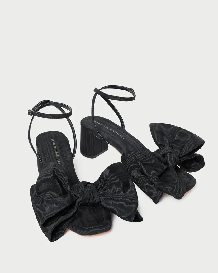 Loeffler Randall Carmen Black Moir Bow Sandal Women Heeled Sandals Loeffler Randall Carmen Black Moir Bow Sandal Women Heeled Sandals