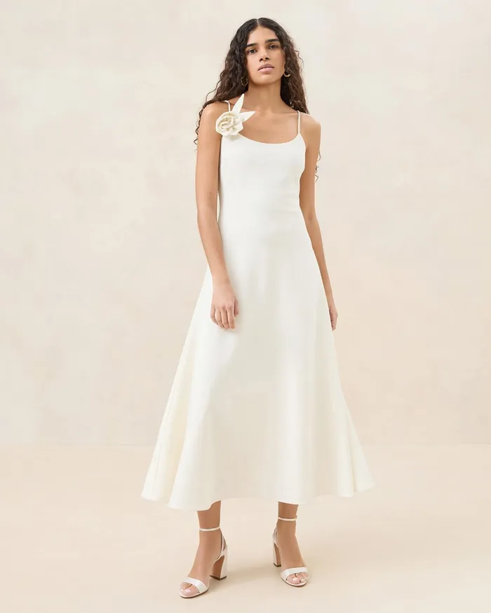 Loeffler Randall Cassidy Cream Slim Rosette Dress L Dresses L Apparel Women Dresses Loeffler Randall Cassidy Cream Slim Rosette Dress L Dresses L Apparel Women Dresses