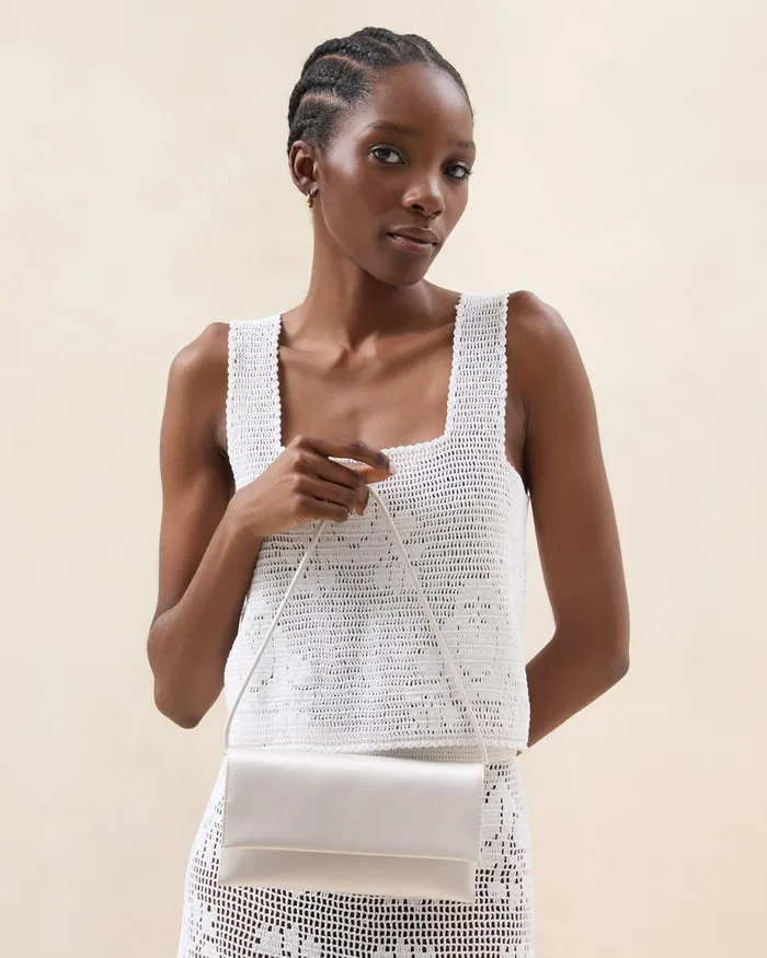 Loeffler Randall Charlee Cream Satin Shoulder Bag I Shoulder Bags I Handbags Women Shoulder Bags